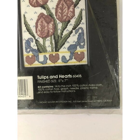 Golden Bee Counted Cross Stitch Tulips and Hearts - Picture 3 of 5